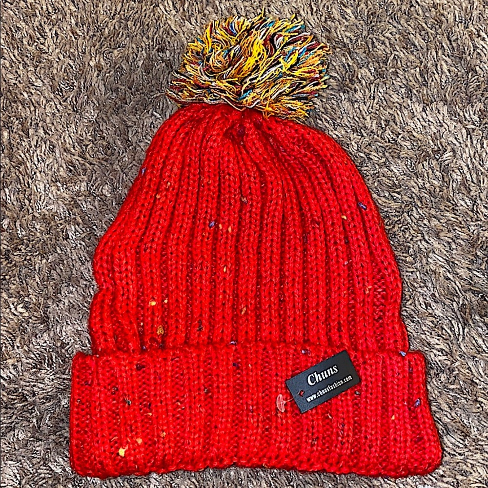 🦄3 FOR $15! Ribbed multicolor Pom beanie NWT